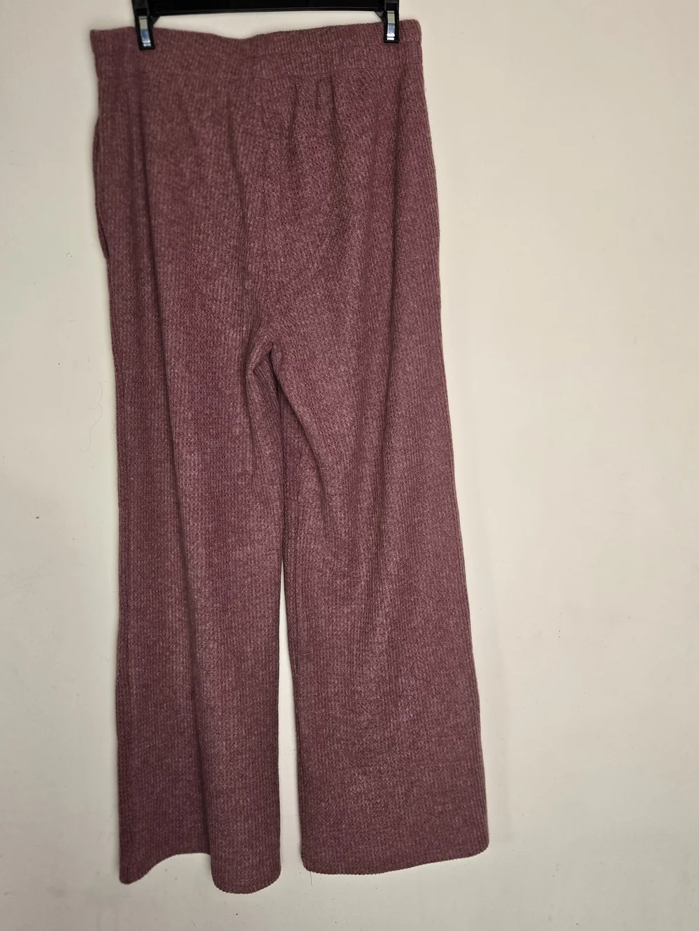 2 Piece Waffle Knit Long Open-Front Knit Cardigan With Pants - Dusty Rose Large